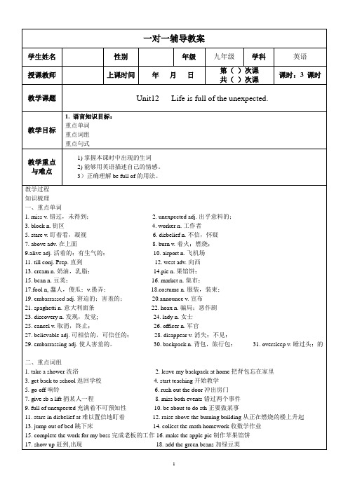 人教版九年级英语全一册第十二单元Unit12教案