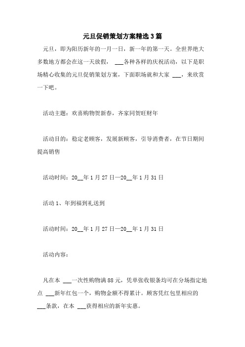 2021年元旦促销策划方案精选3篇