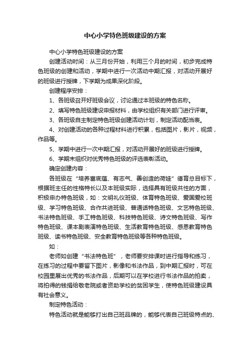 中心小学特色班级建设的方案