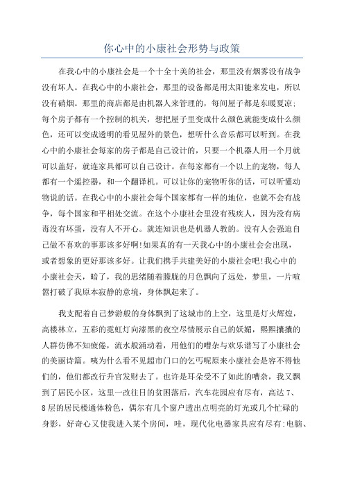 你心中的小康社会形势与政策