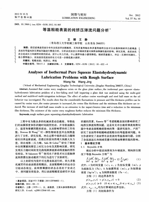 等温粗糙表面的纯挤压弹流问题分析