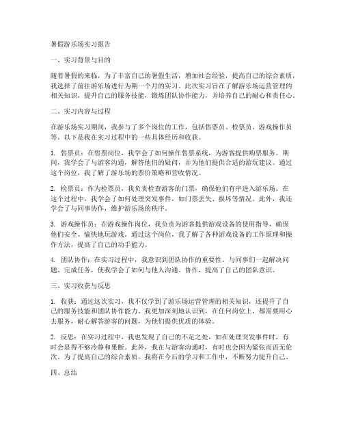 暑假游乐场实习报告