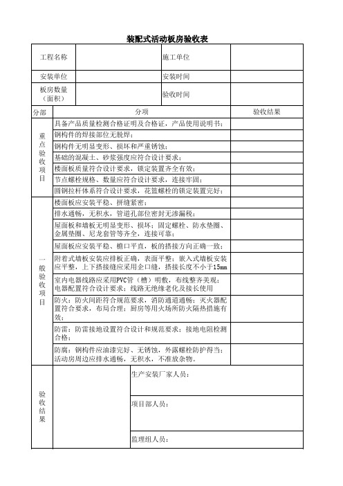 活动板房验收表