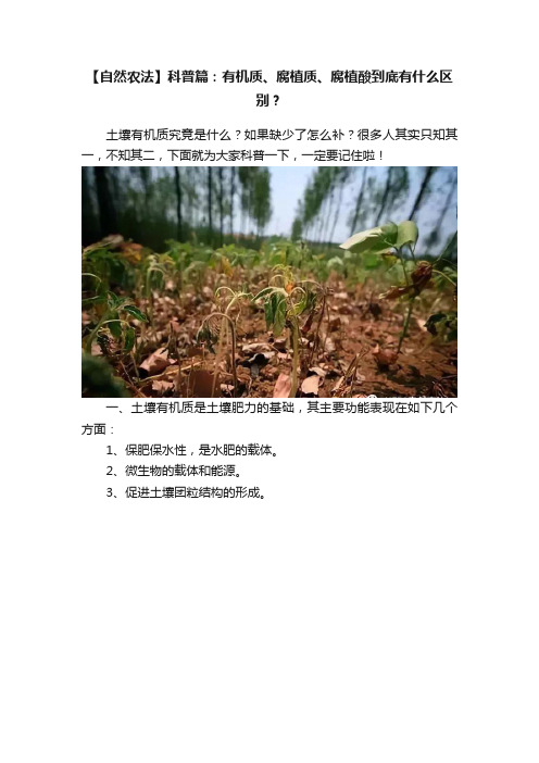 【自然农法】科普篇：有机质、腐植质、腐植酸到底有什么区别？