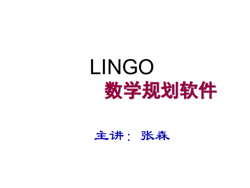 LINGO软件求解优化问题