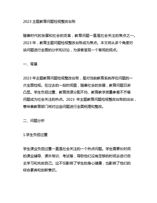 2023主题教育问题检视整改台账