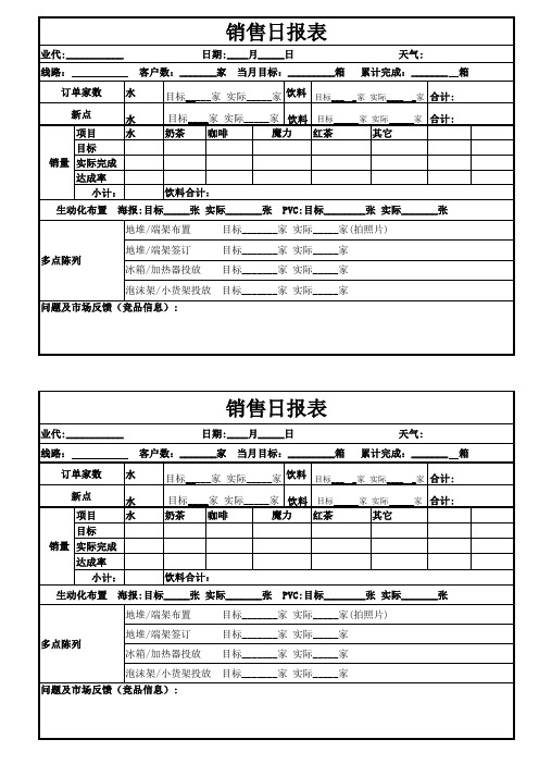 快消品日报表