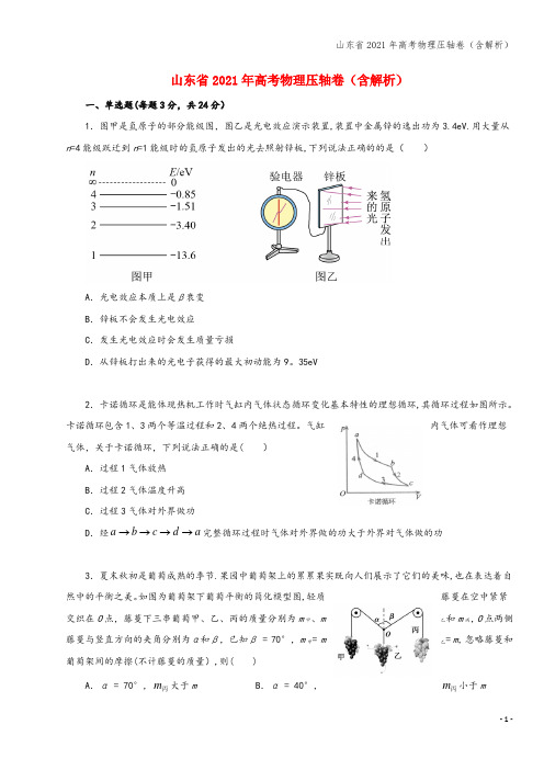 山东省2021年高考物理压轴卷(含解析)