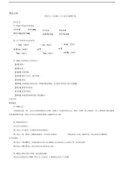 《阿长与山海经》知识点梳理归纳.复习提纲doc学习资料