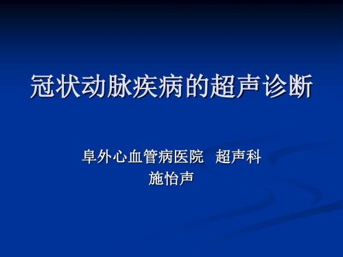 冠状动脉疾病的超声诊断-PPT课件