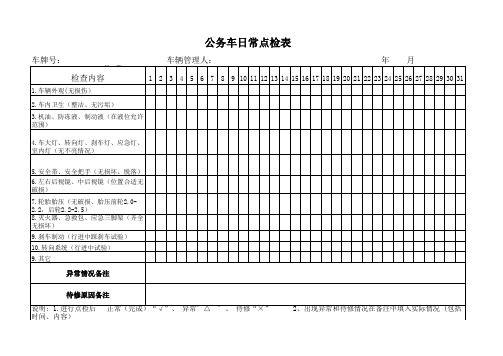 公务车每日点检表