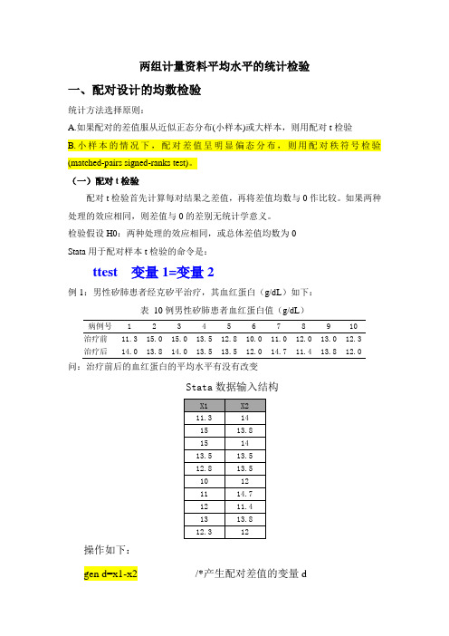 两样本计量资料统计检验