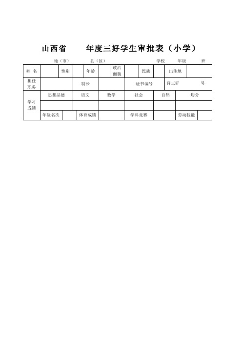 年度三好学生审批表(小学)