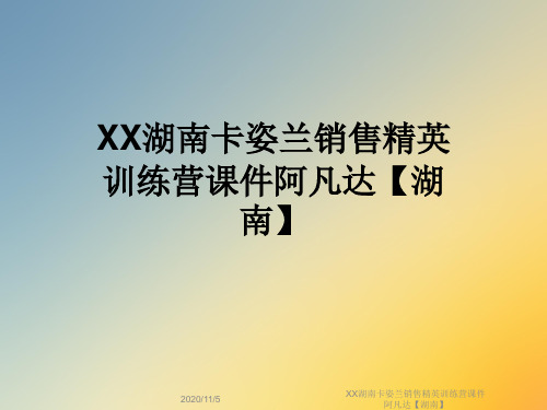 XX湖南卡姿兰销售精英训练营课件阿凡达【湖南】