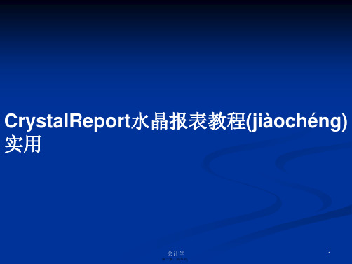 CrystalReport水晶报表教程实用学习教案