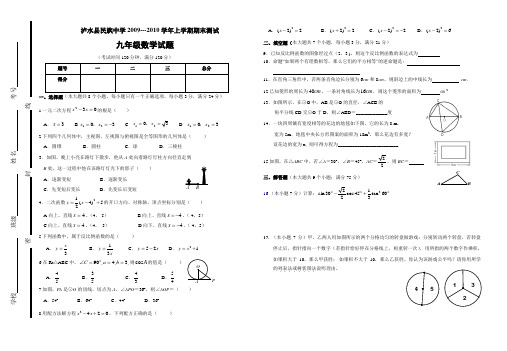 泸水县民族中学2009-2010学年九年级(上)期末数学试题