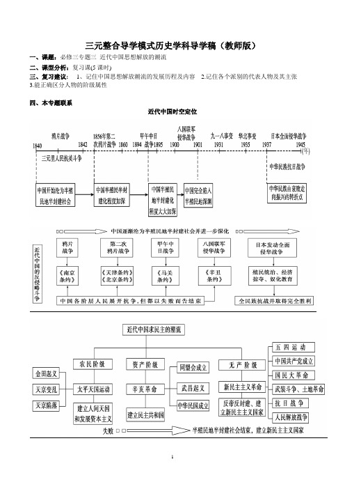 人民版必修三专题三导学稿(教师版)