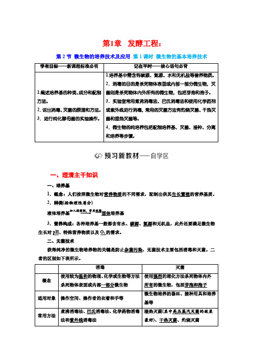 第1章  发酵工程：第2节第1课时 微生物的基本培养技术