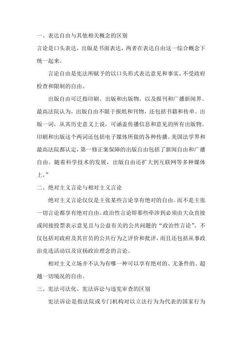 表达自由与其他相关概念的区别