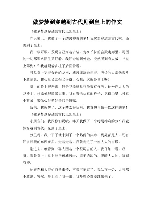 做梦梦到穿越到古代见到皇上的作文