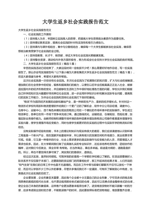 大学生返乡社会实践报告范文（精选5篇）