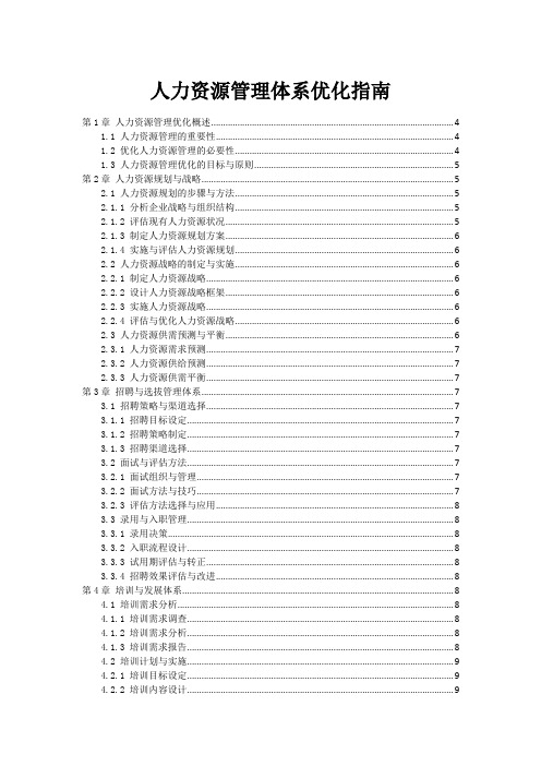 人力资源管理体系优化指南