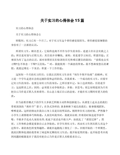 关于实习的心得体会15篇