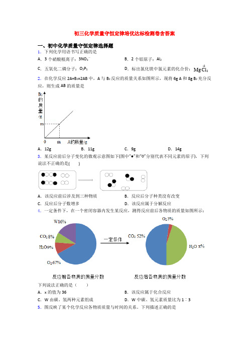 初三化学质量守恒定律培优达标检测卷含答案(1)