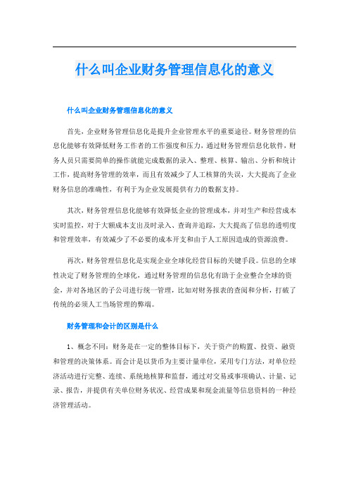 什么叫企业财务管理信息化的意义