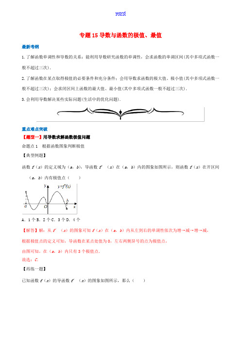 高考数学一轮复习 专题15 导数与函数的极值、最值(含解析)-人教版高三全册数学试题