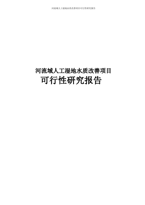 河流域人工湿地水质改善项目可行性研究报告