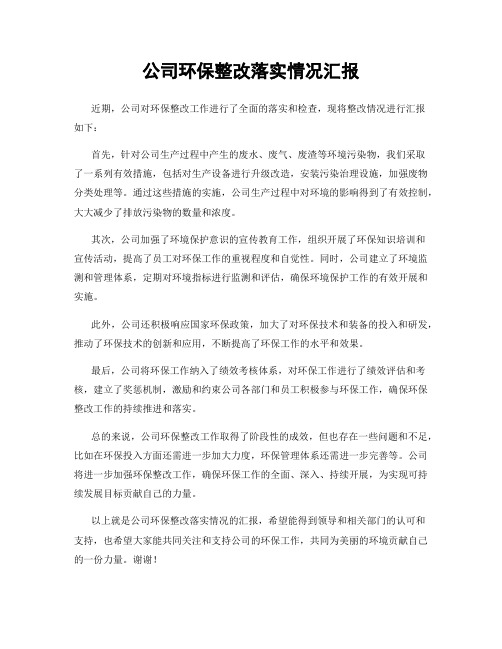 公司环保整改落实情况汇报