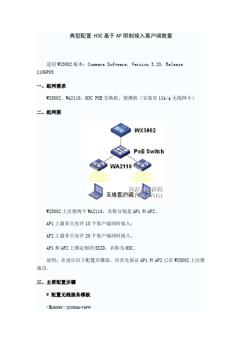 H3C基于AP限制接入客户端数量