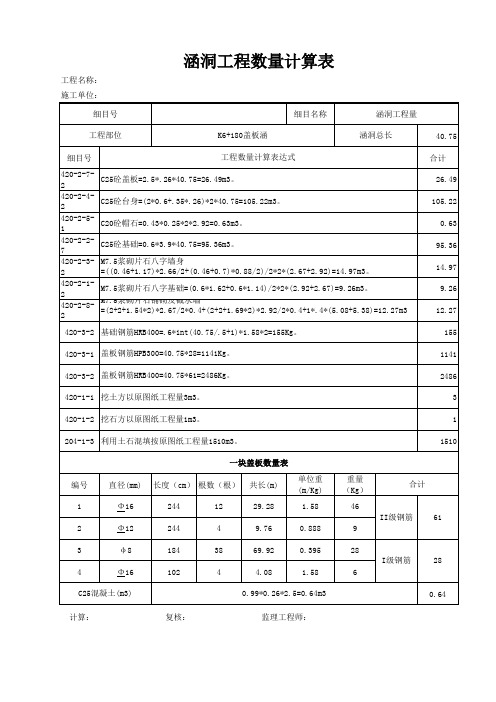 涵洞计算式