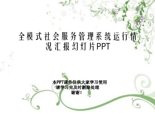 全模式社会服务管理系统运行情况汇报幻灯片PPT