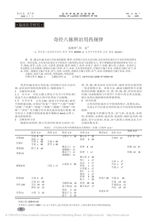 奇经八脉辨治用药规律_张秋玲