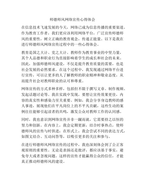 师德师风网络宣传心得体会