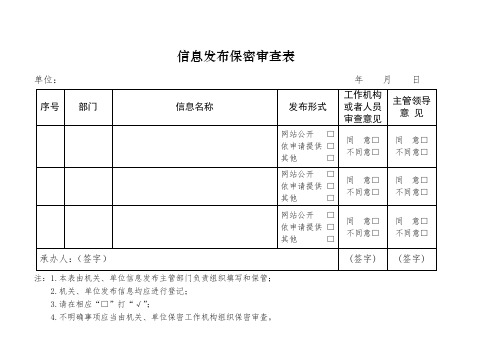 信息发布保密审查表