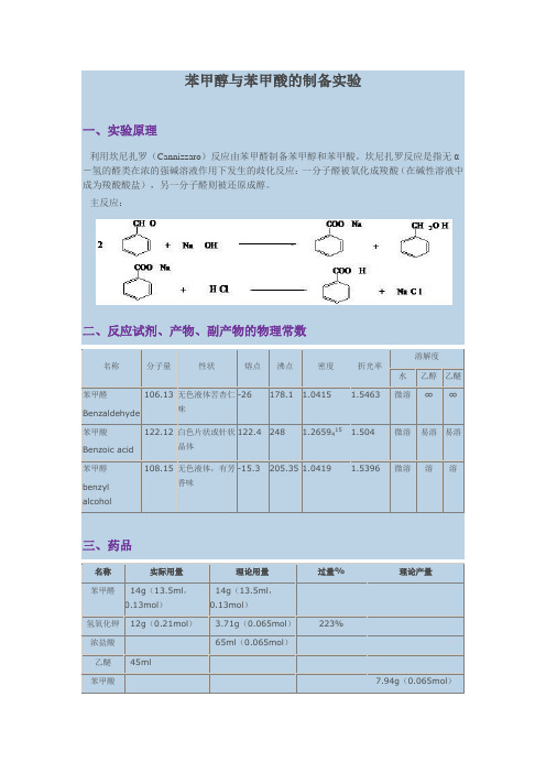 苯甲醇和苯甲酸的合成