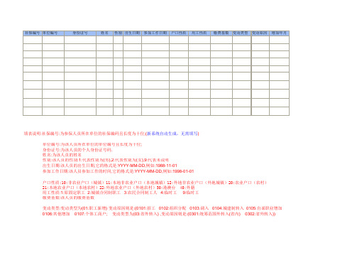 养老保险新参增加表模板