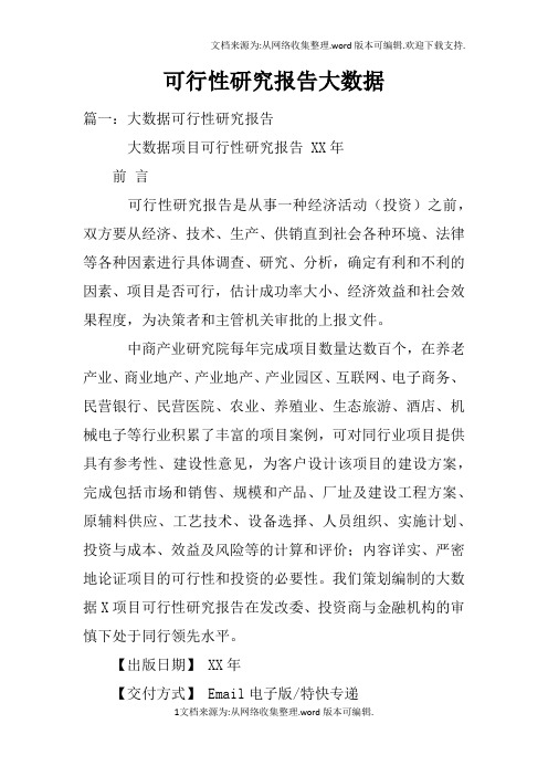 可行性研究报告大数据doc