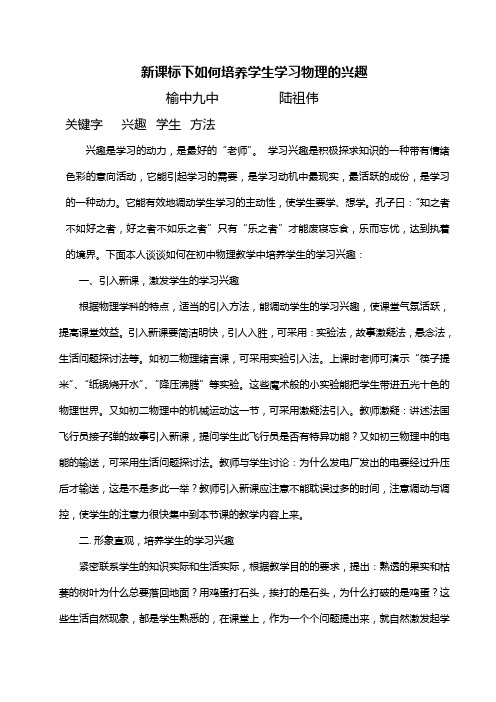 新课标下如何激发学生学习物理的兴趣