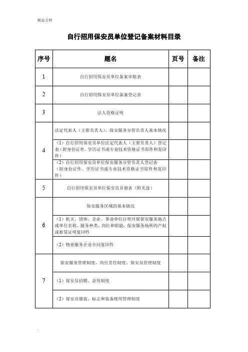 自招保安单位备案材料范本