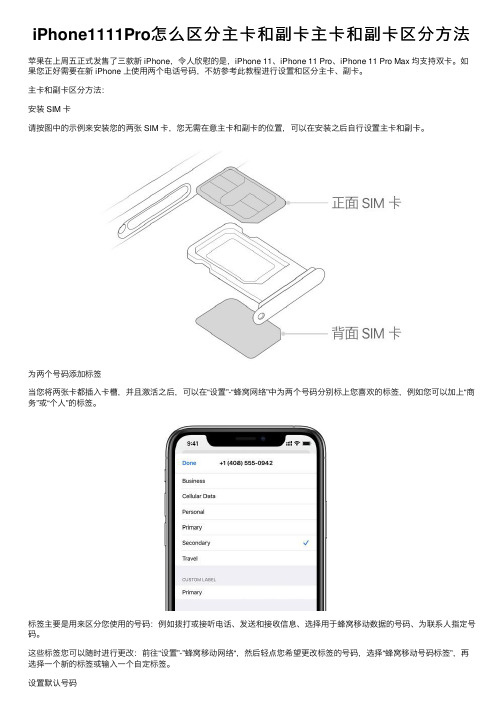 iPhone1111Pro怎么区分主卡和副卡主卡和副卡区分方法