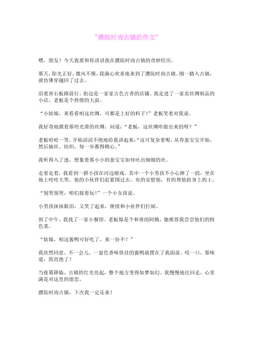 濮院时尚古镇的作文