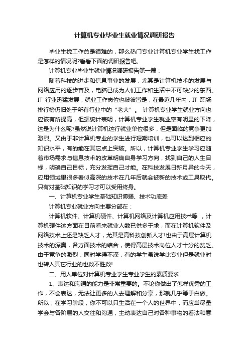 计算机专业毕业生就业情况调研报告