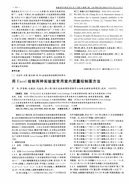 用Excel绘制两种实验室常用室内质量控制图方法