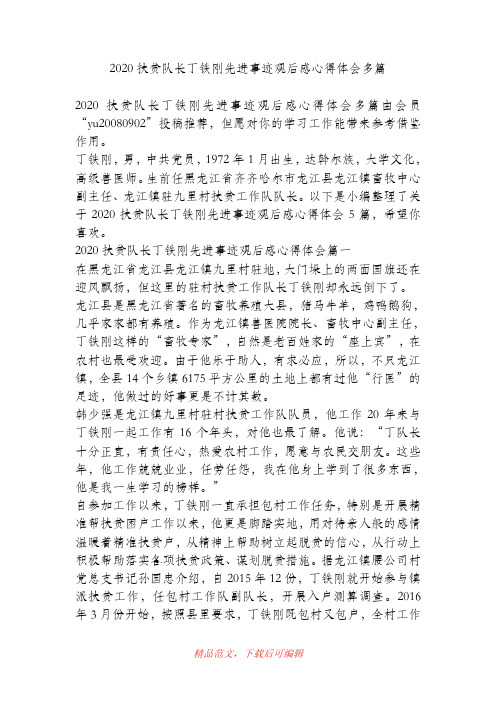 (最新)2020扶贫队长丁铁刚先进事迹观后感心得体会多篇