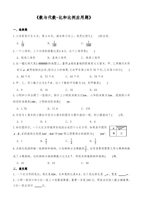 六年级数学下册试题一课一练《数与代数-比和比例应用题》苏教版【含答案】