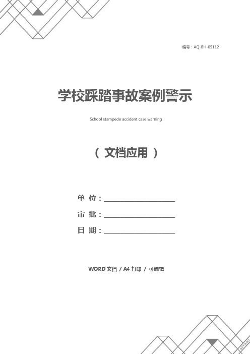 学校踩踏事故案例警示